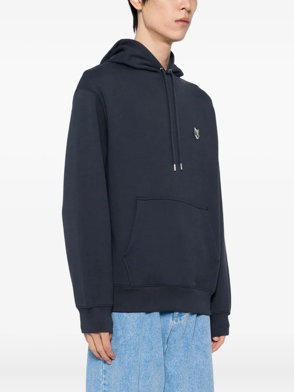 Maison Kitsuné Hoodie met geborduurde logopatch Blauw
