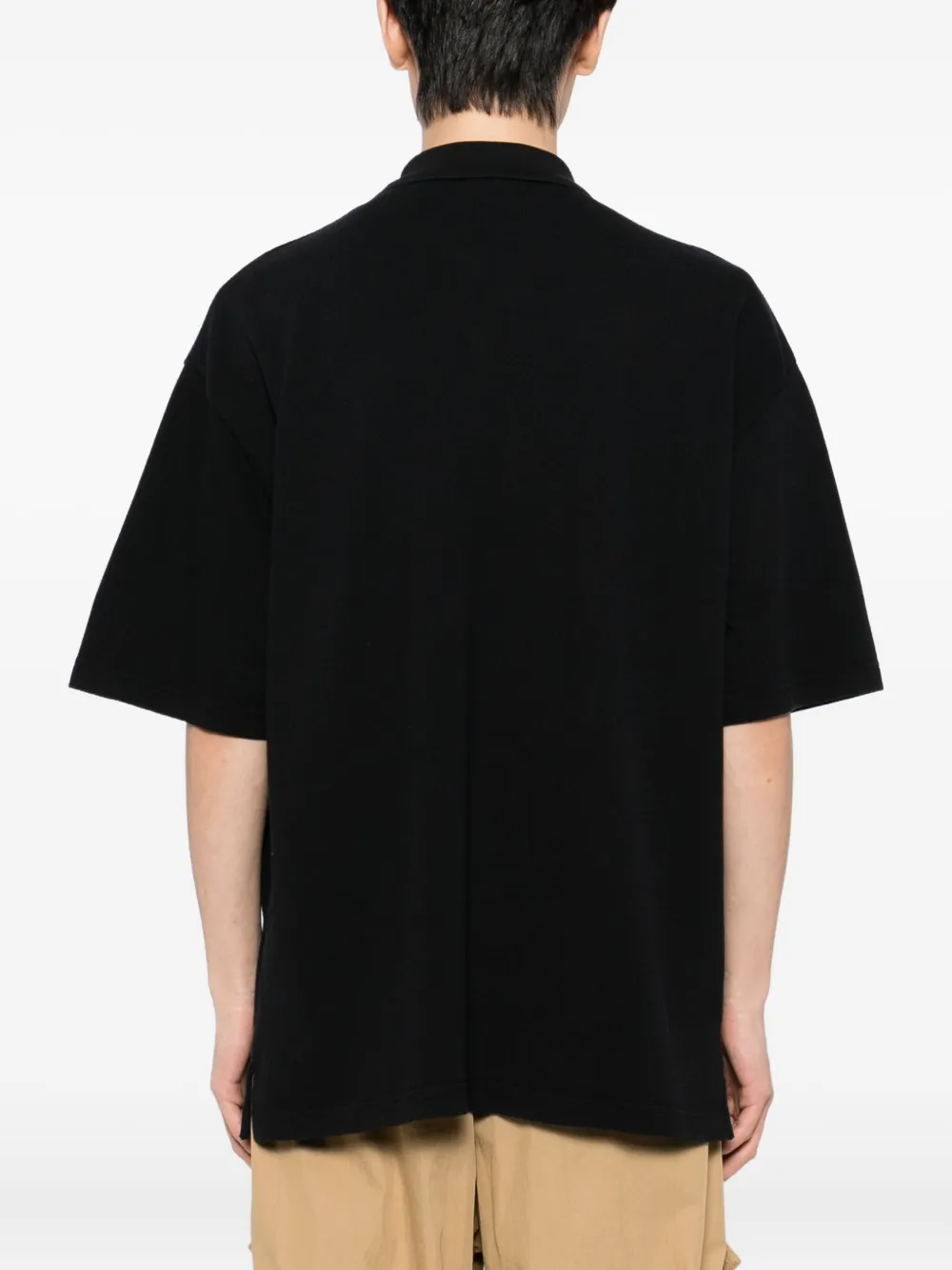 Maison Kitsuné Poloshirt met vossenpatch Zwart