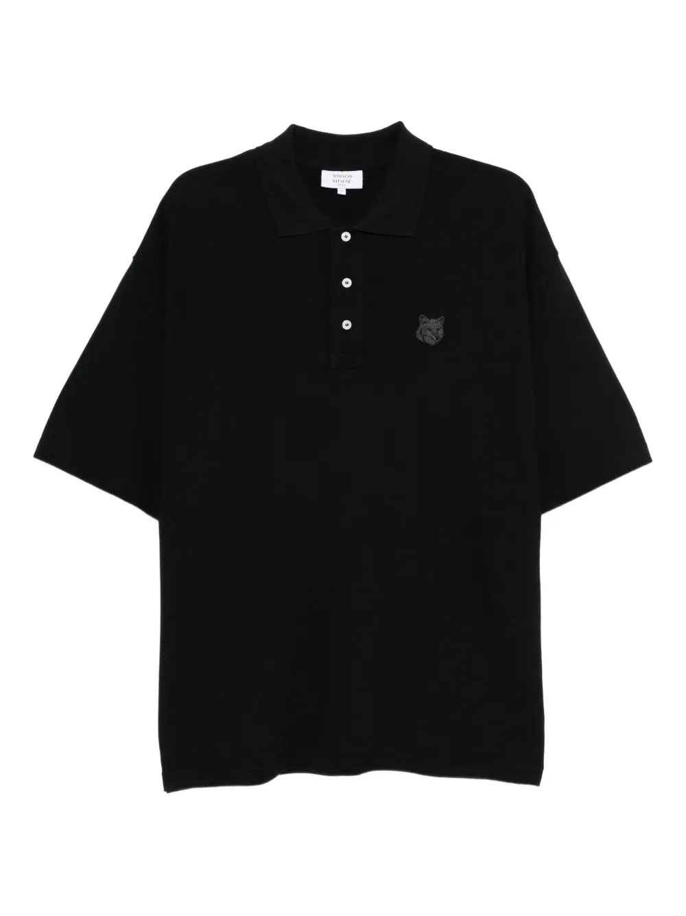Maison Kitsuné Poloshirt met vossenpatch Zwart