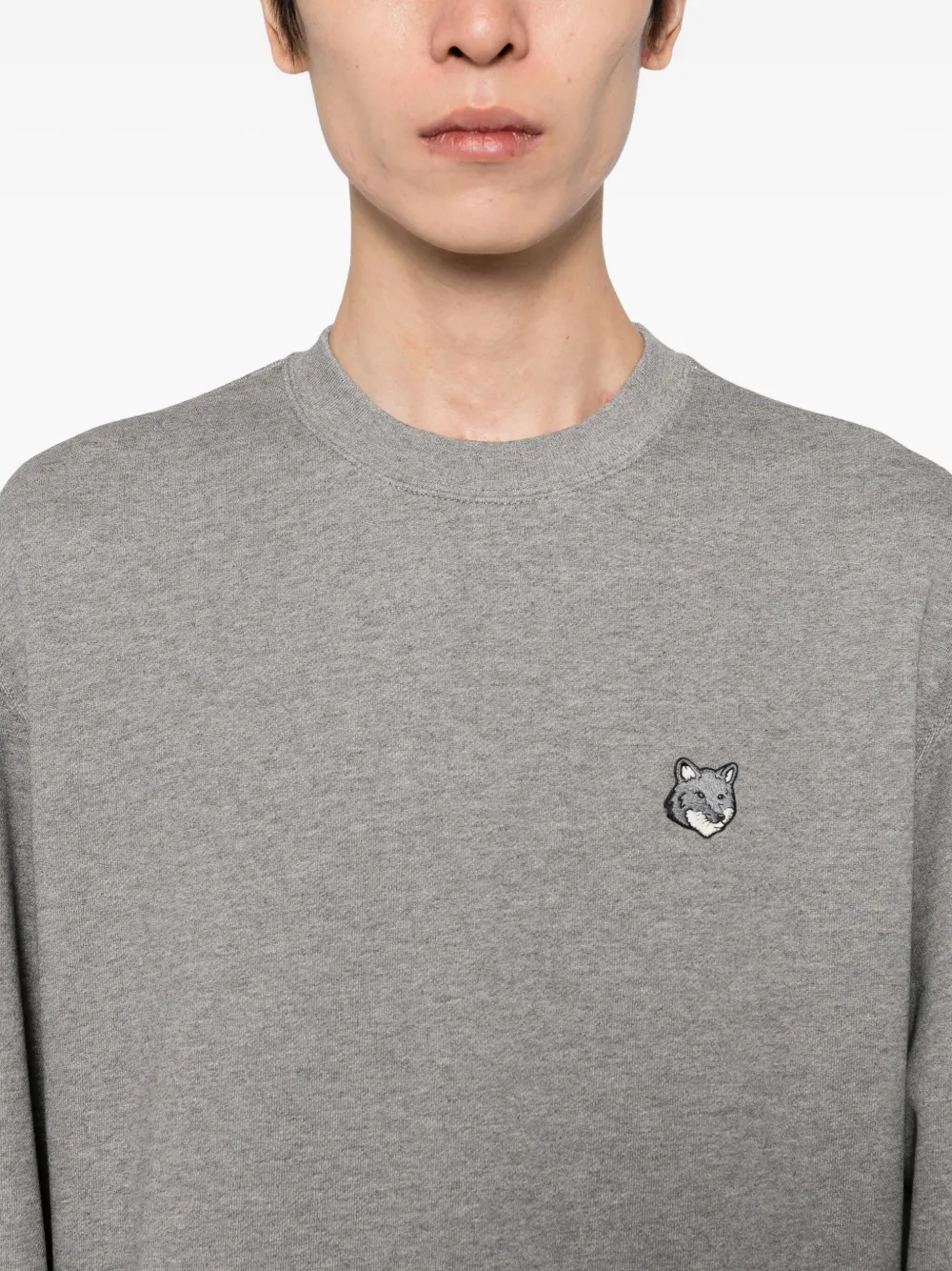 Maison Kitsuné Sweater met vossenkop-patch Grijs