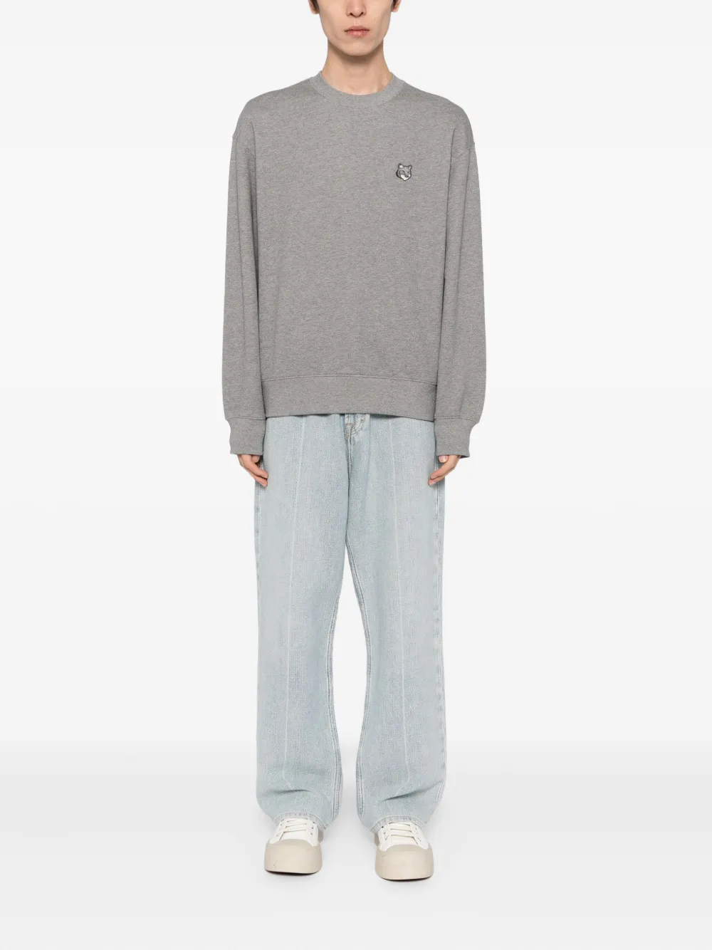 Maison Kitsuné Sweater met vossenkop-patch - Grijs