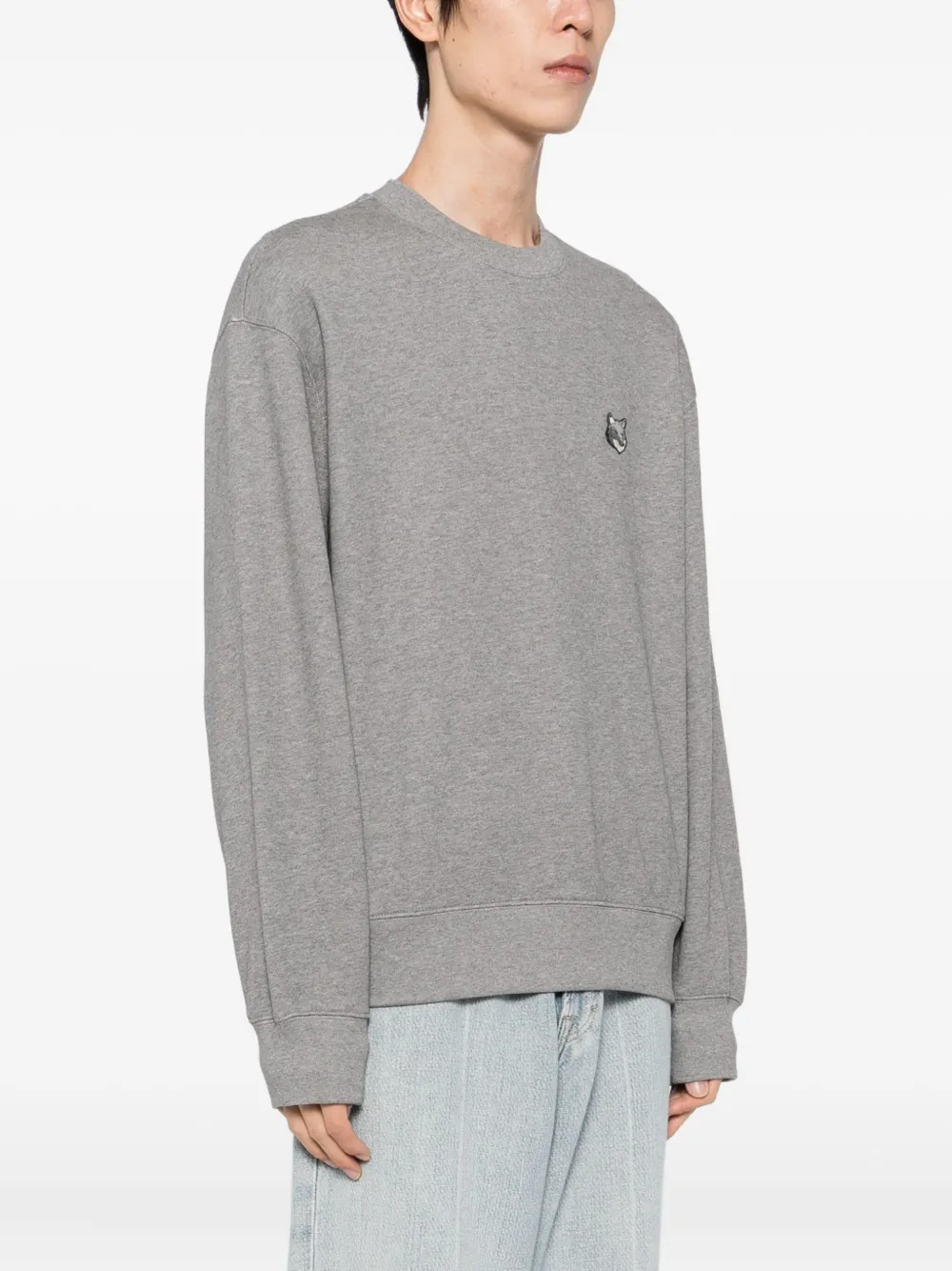Maison Kitsuné Sweater met vossenkop-patch Grijs