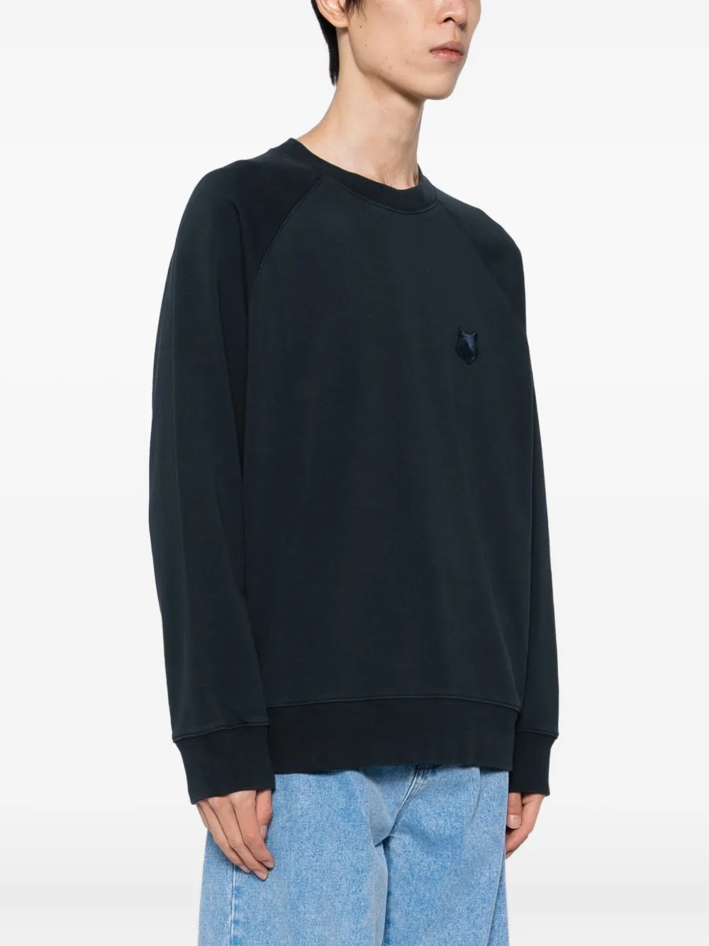 Maison Kitsuné Sweater met geborduurd logo Blauw