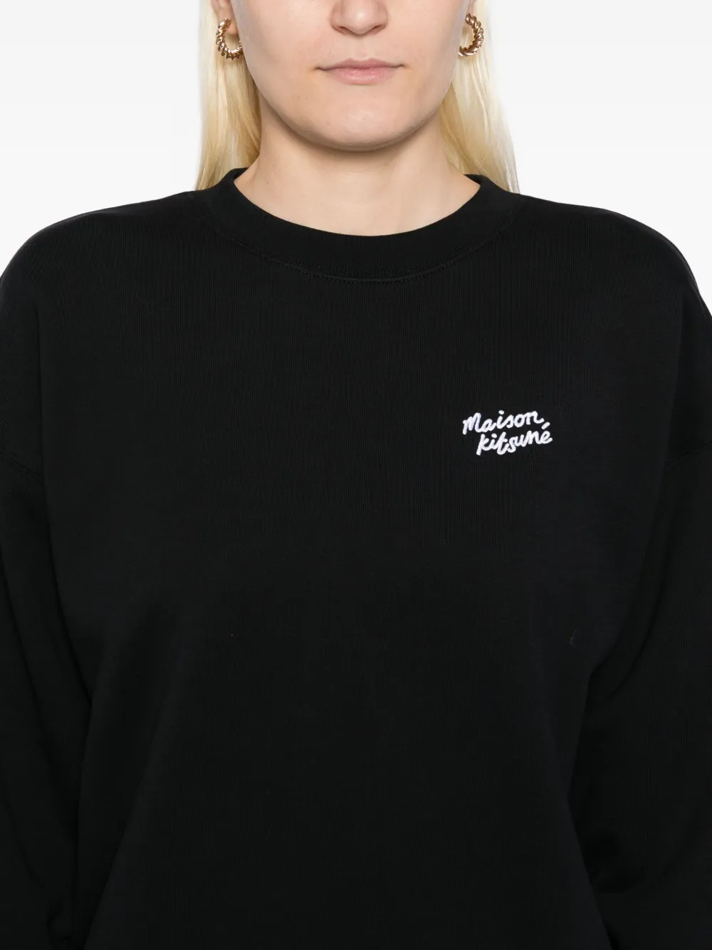 Maison Kitsuné Sweater met geborduurd logo Zwart