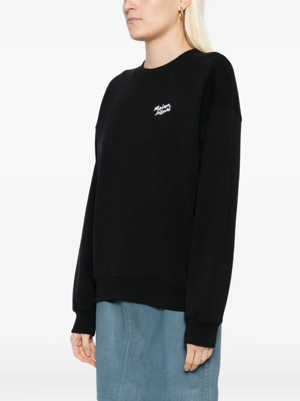 Maison Kitsuné Sweater met geborduurd logo Zwart