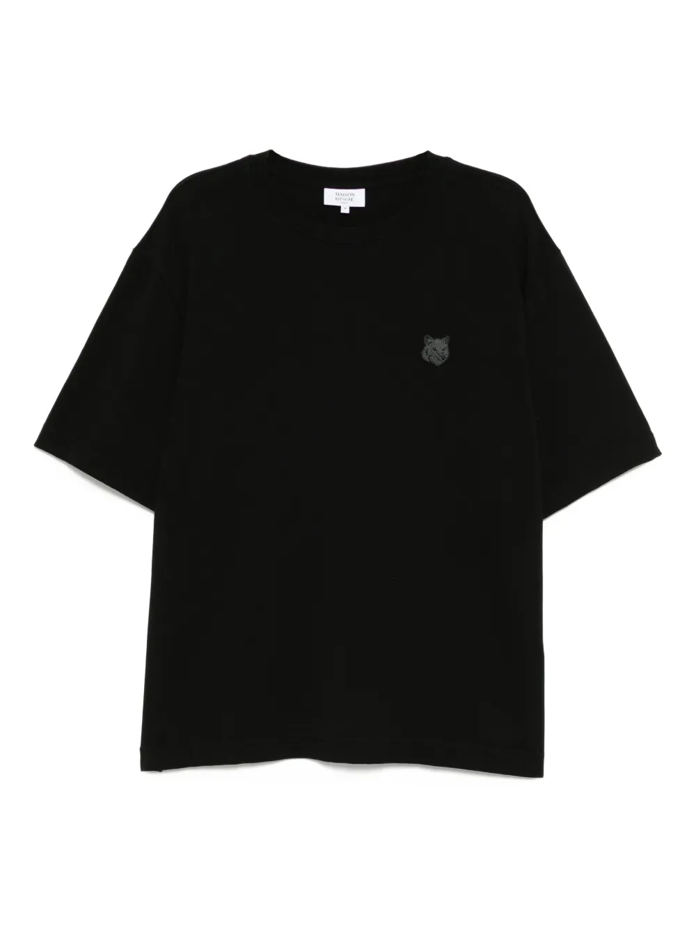 Maison Kitsuné T-shirt met vossenkop-patch Zwart