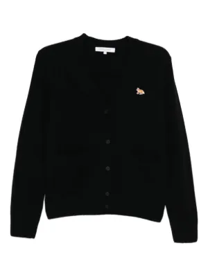 MAISON KITSUNÉ カーディガン XL 黒/アイボリー Maison Kitsuné ベイビーフォックスパッチ カーディガン | ブラック
