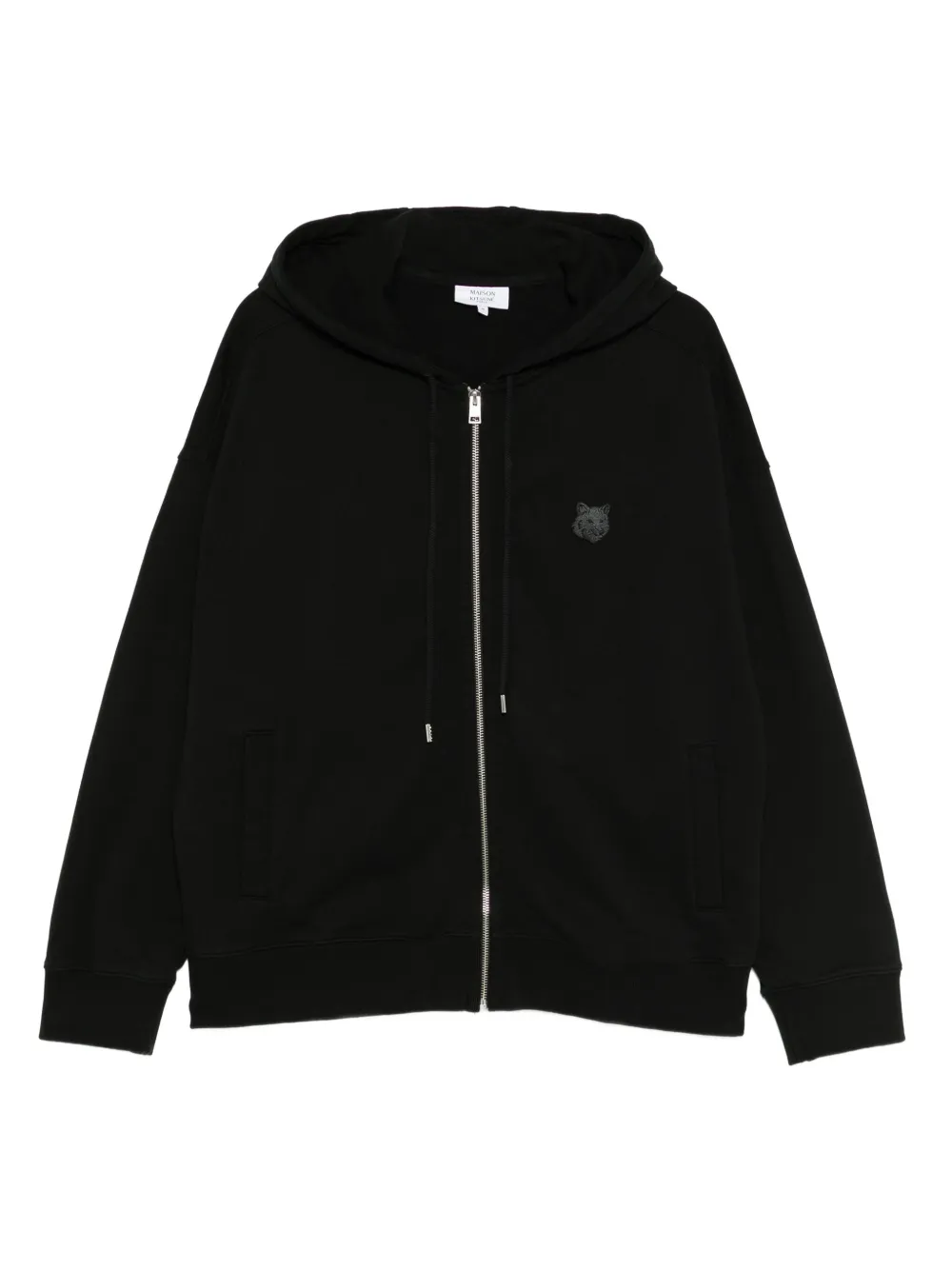 Maison Kitsuné Hoodie met vossenkop-patch Zwart