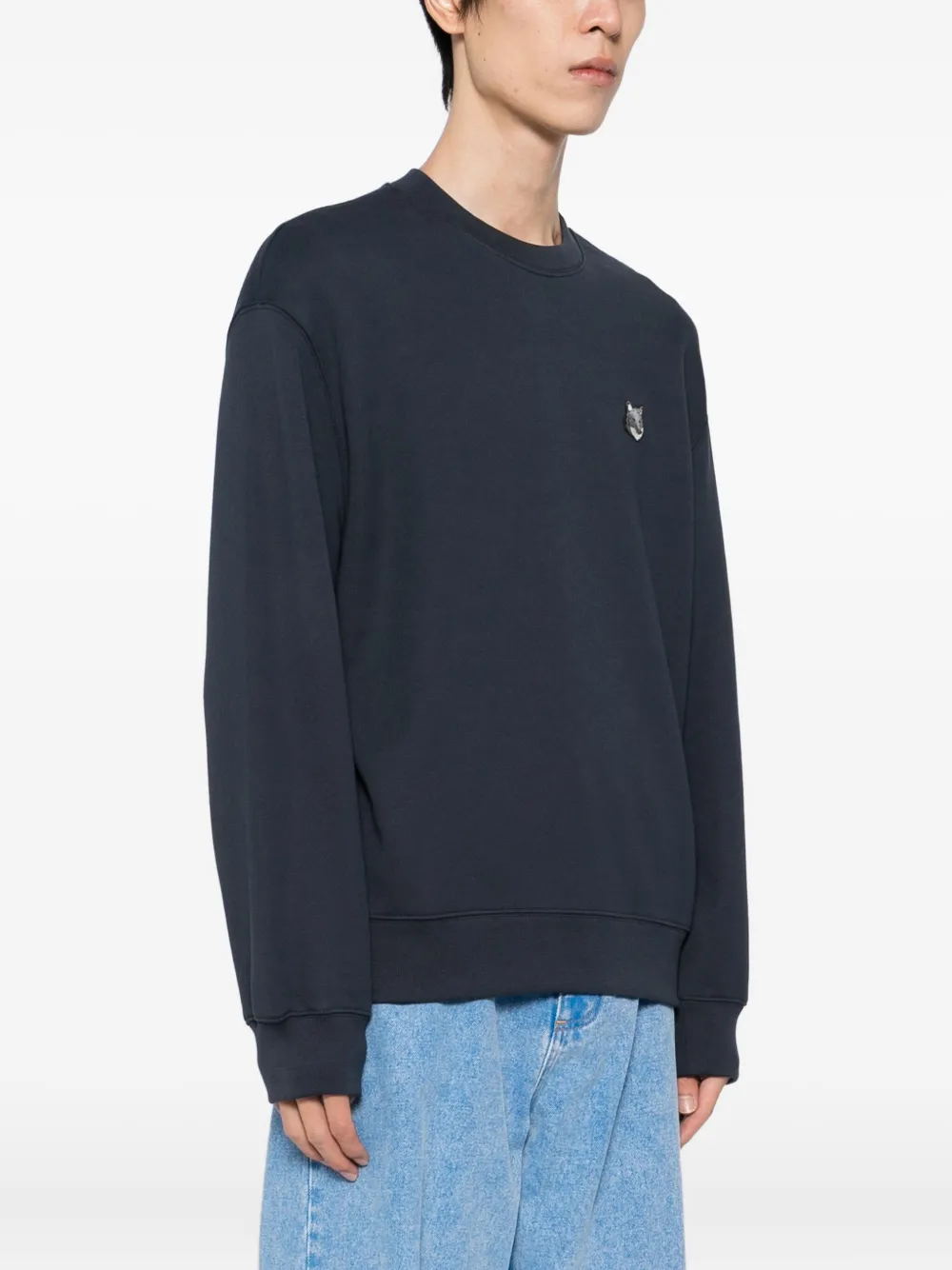 Maison Kitsuné Sweater met geborduurd logo Blauw