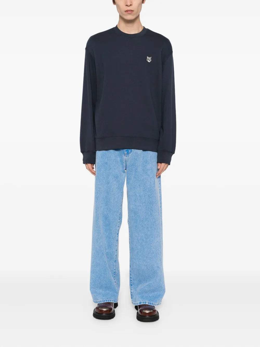 Maison Kitsuné Sweater met geborduurd logo - Blauw
