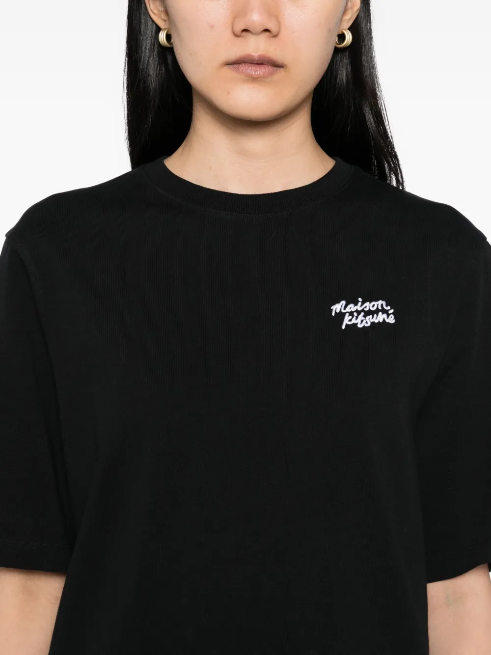 Maison Kitsuné T-shirt met borduurwerk Zwart