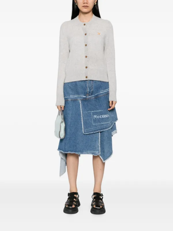 Maison Kitsuné Baby Fox Patch Cardigan | Grey | FARFETCH SG