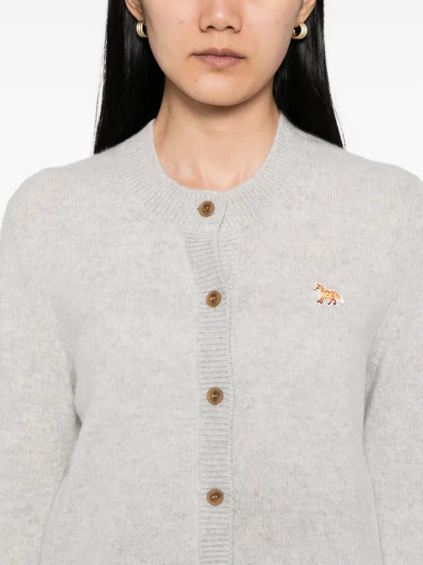 Maison Kitsuné Baby Fox Patch Cardigan | Grey | FARFETCH SG