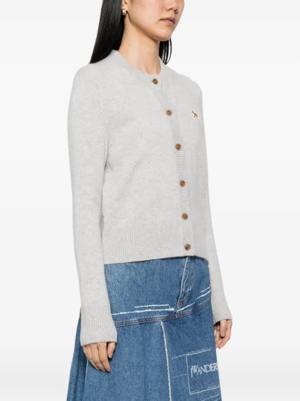 Maison Kitsuné Baby Fox Patch Cardigan | Grey | FARFETCH SG