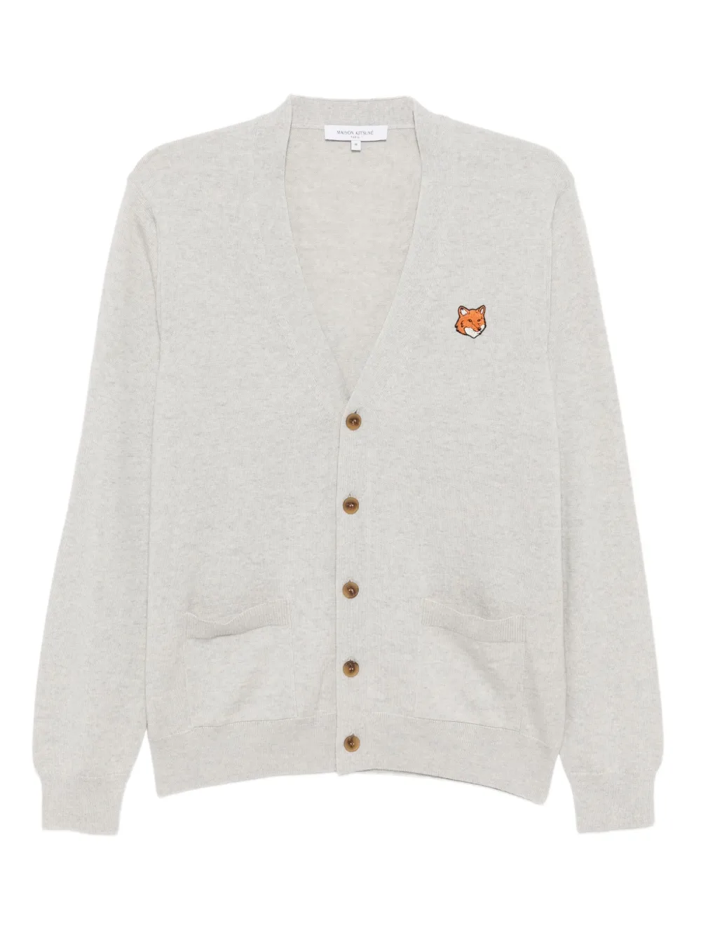 Maison Kitsuné Bold Fox Head パッチ カーディガン - グレー Maison Kitsuné Bold Fox Head パッチ カーディガン - グレー