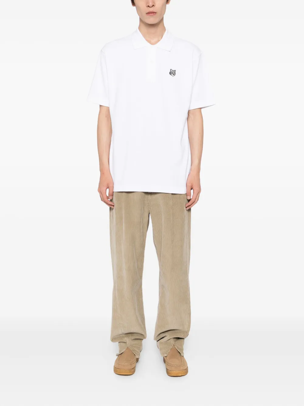 Maison Kitsuné Poloshirt met vossenkop-patch - Wit
