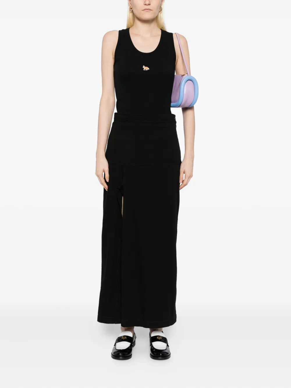 Maison Kitsuné Tanktop met geborduurde vos Zwart
