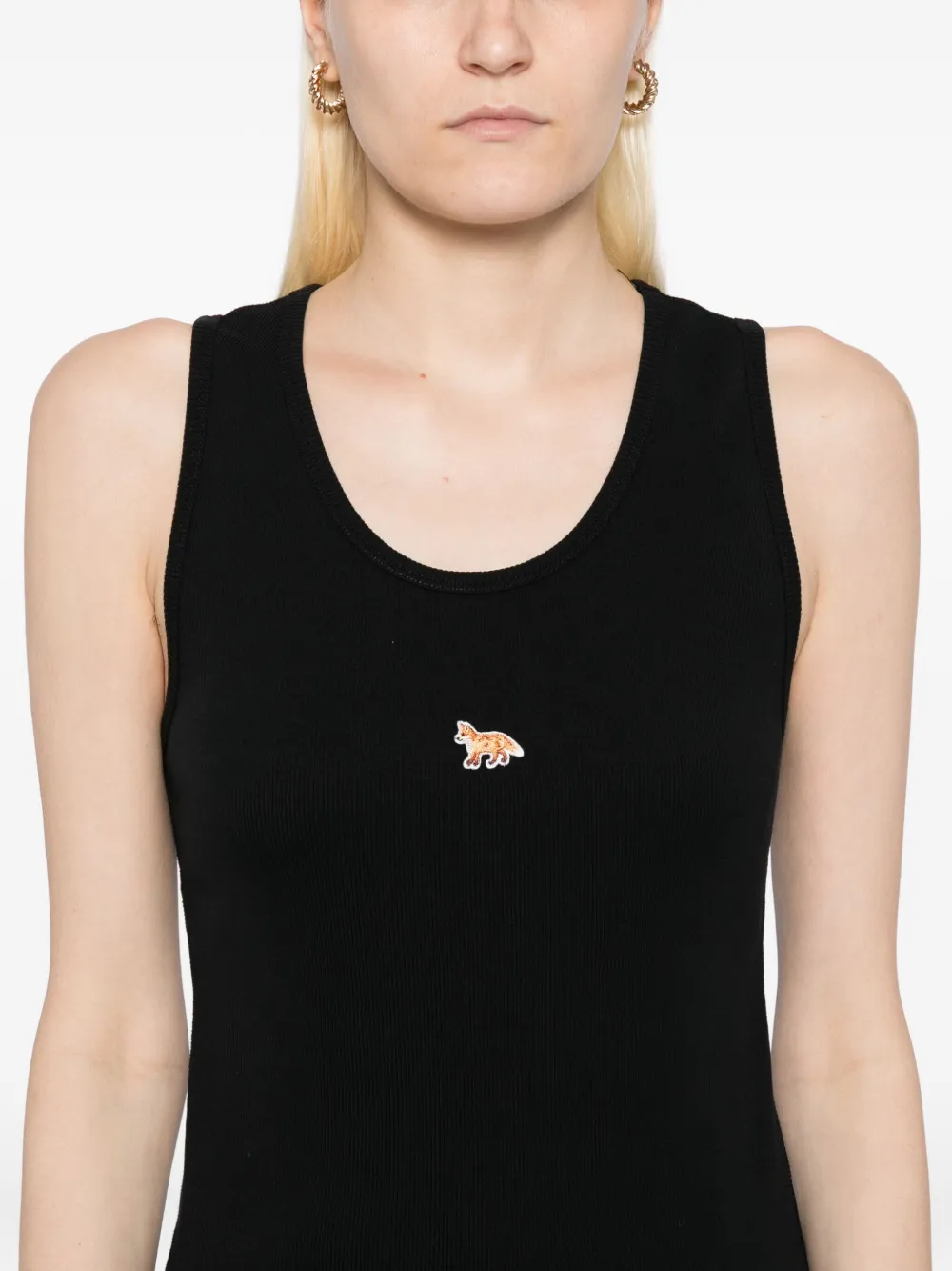 Maison Kitsuné Tanktop met geborduurde vos Zwart