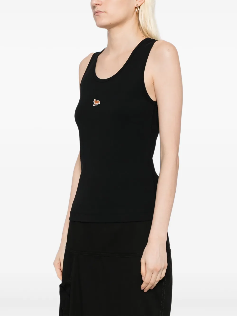 Maison Kitsuné Tanktop met geborduurde vos Zwart