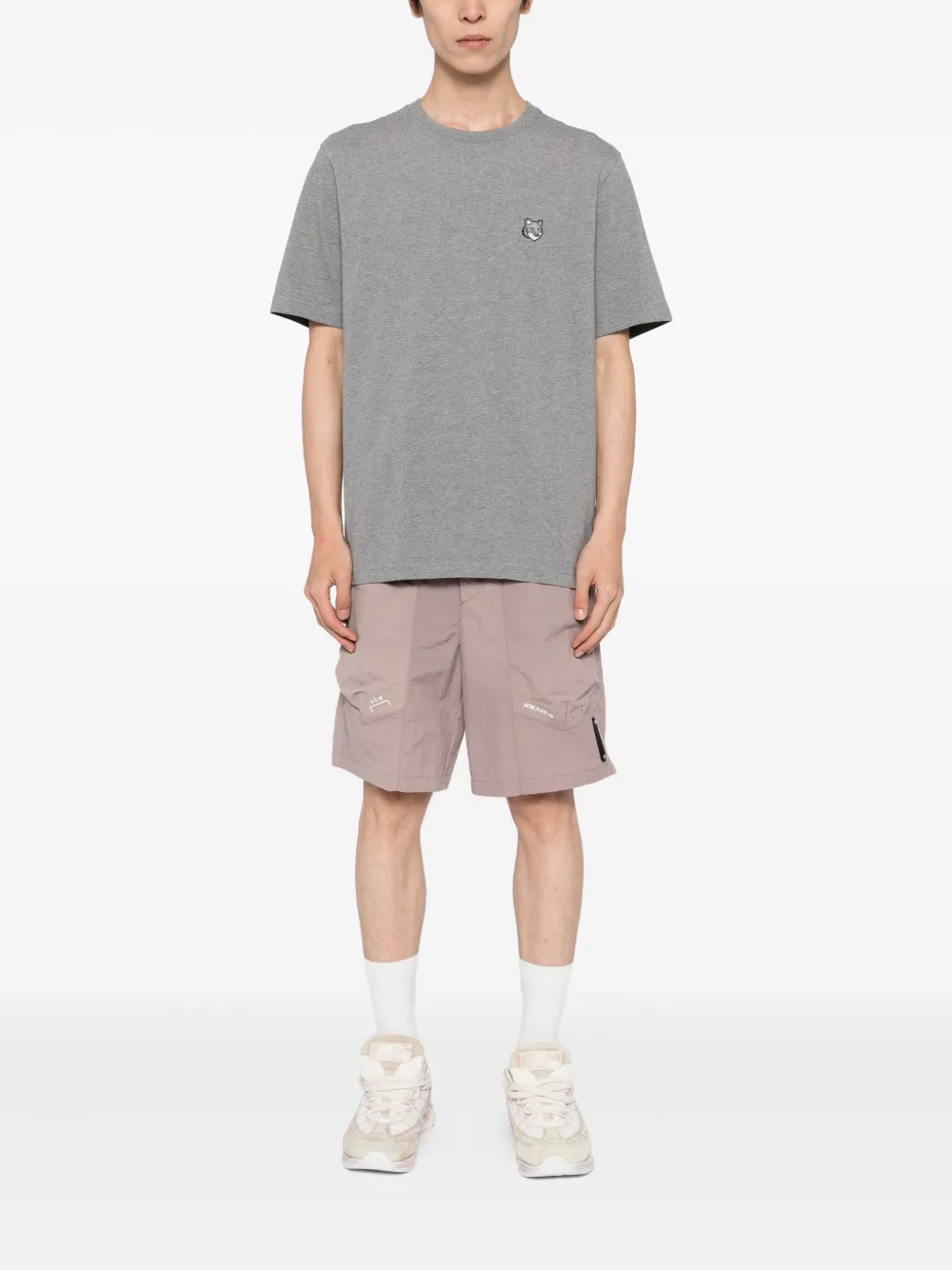 Maison Kitsuné T-shirt met vossenkop-patch - Grijs