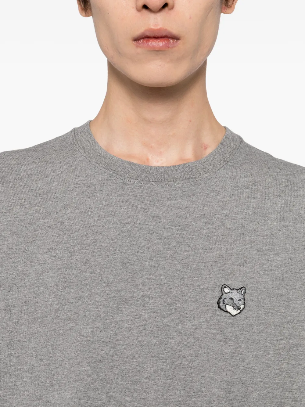 Maison Kitsuné T-shirt met vossenkop-patch Grijs