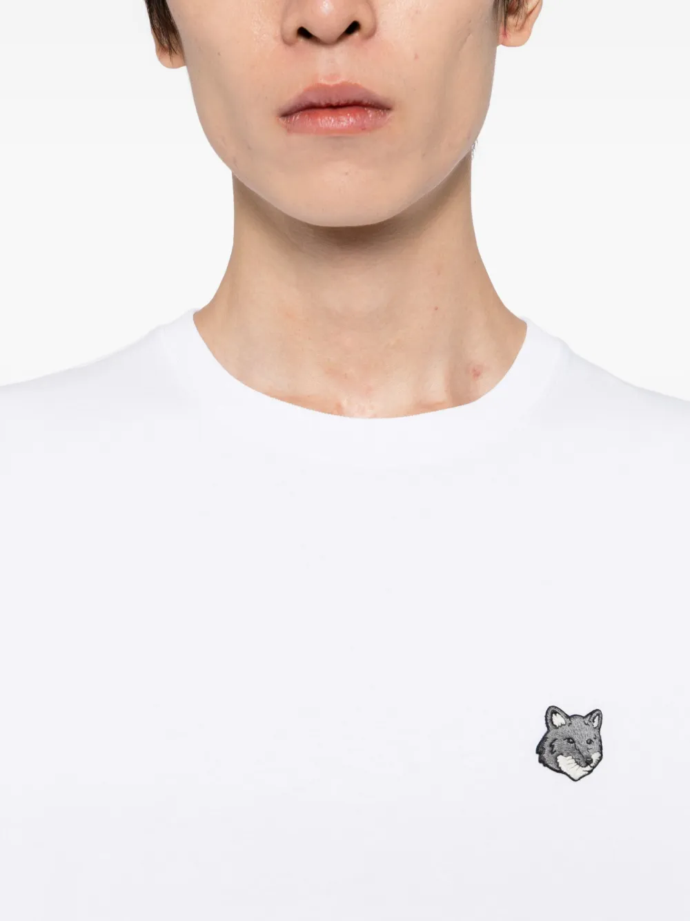 Maison Kitsuné T-shirt met vossenkop-patch Wit