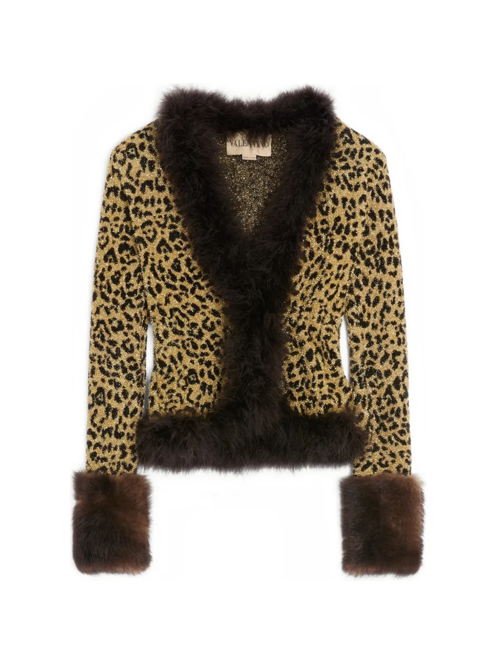 Valentino Garavani Vest met dierenprint en veren afwerking Geel