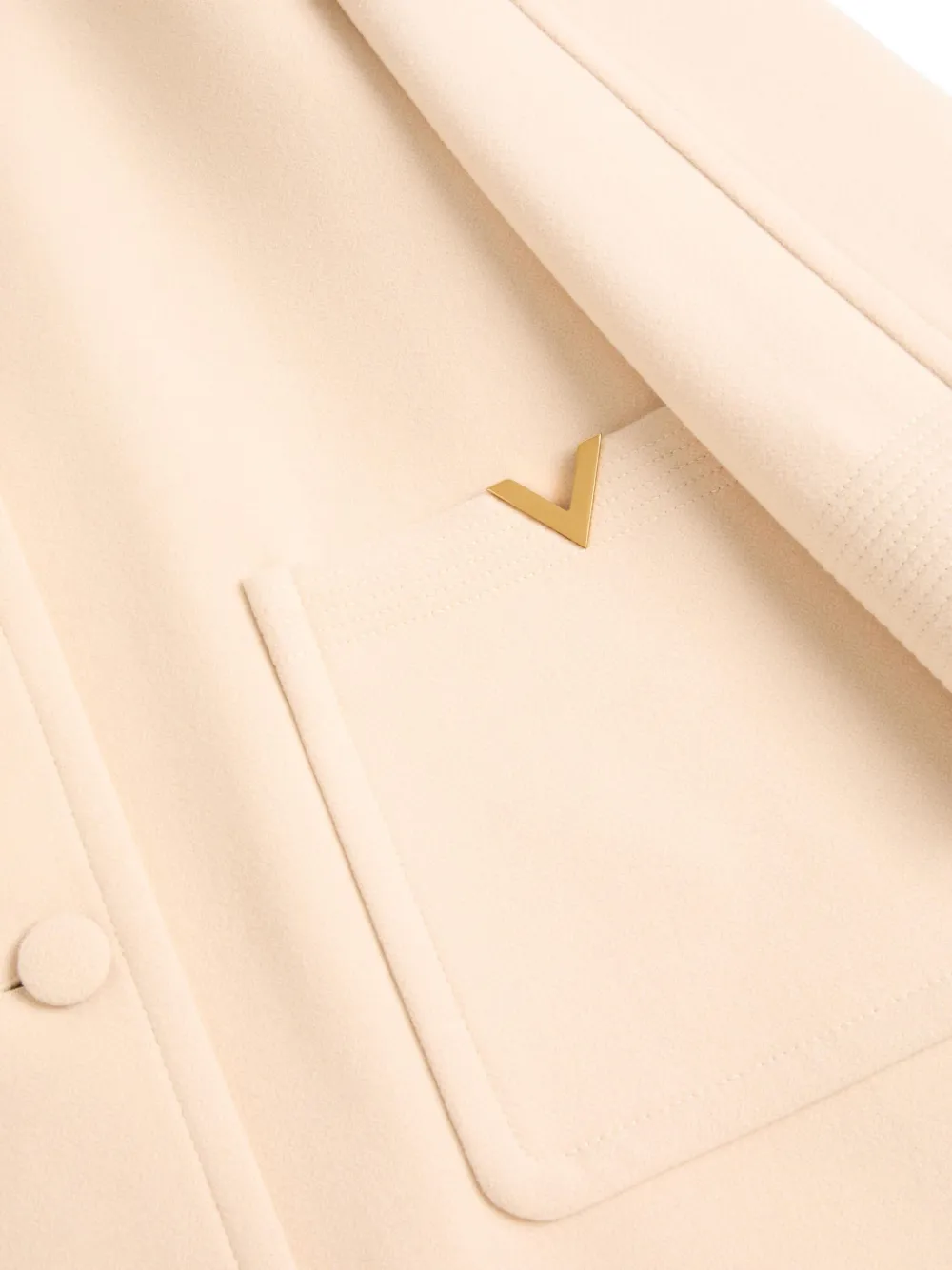Valentino Wool Coat With Rounded Collar And Pockets In Neutral