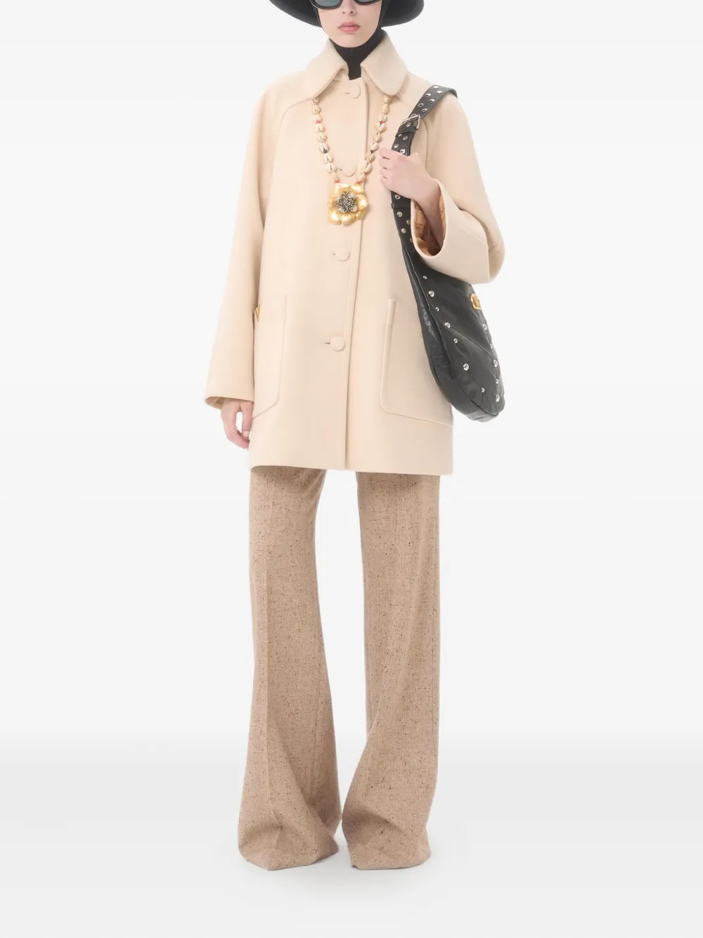 Valentino Garavani V-detail wool peacoat | Single Breasted Coats | Image 2