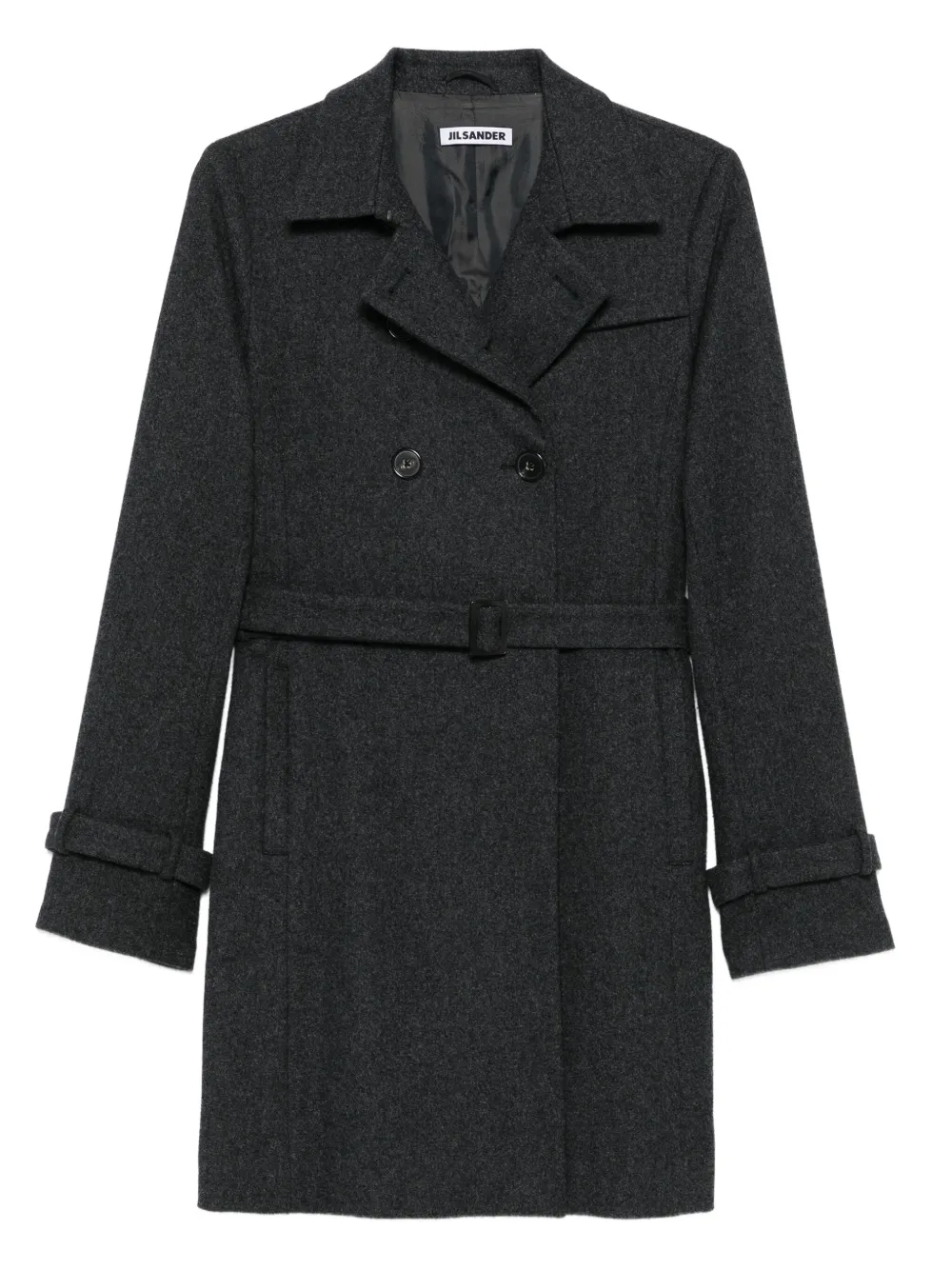 Pre-owned Jil Sander 2000s Wool Double-breasted Coat In Gray