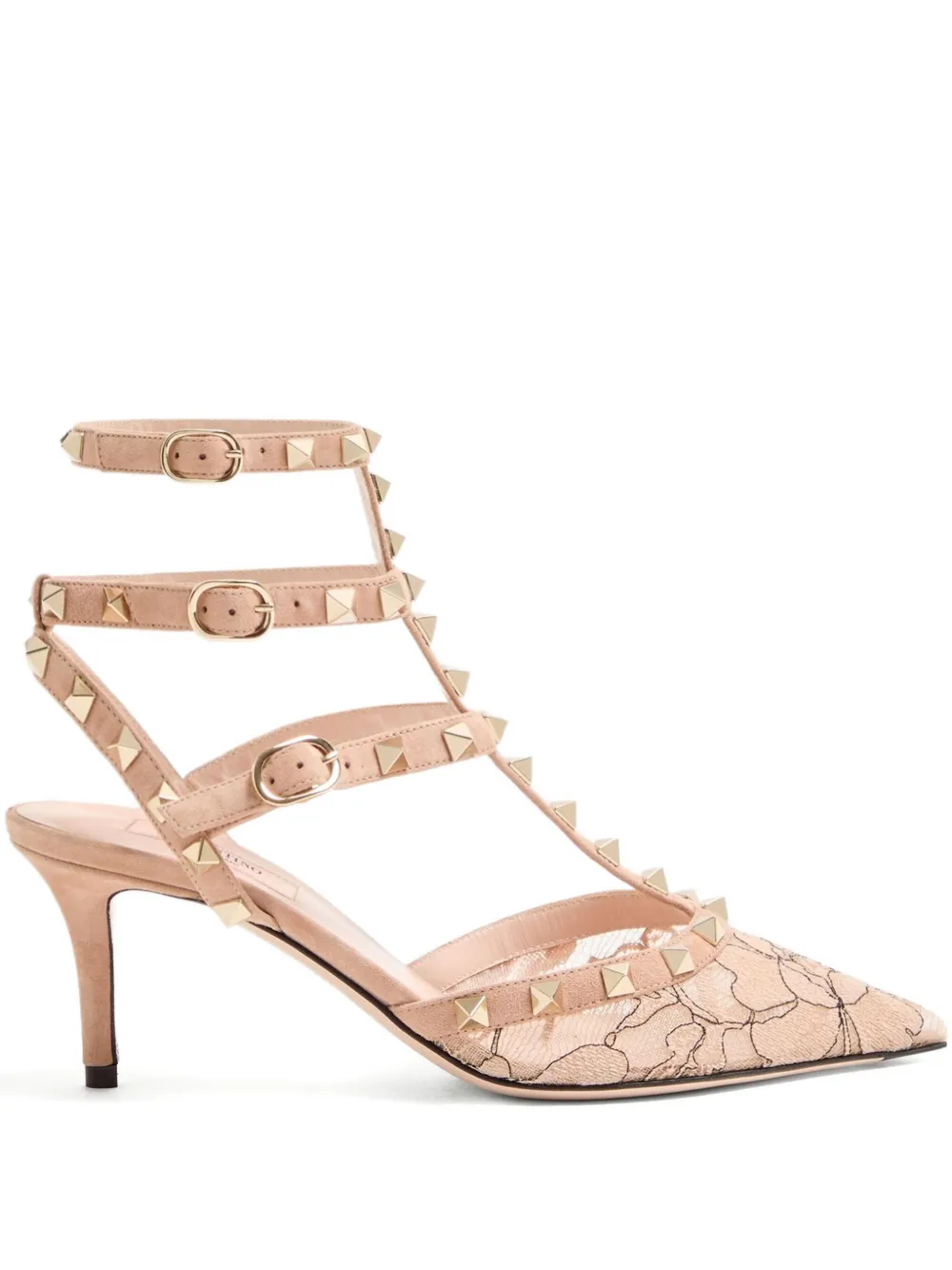 Valentino Garavani 65mm Rockstud pumps met kant Roze