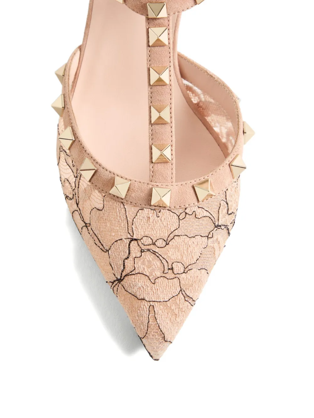 Valentino Garavani 65mm Rockstud pumps met kant Roze