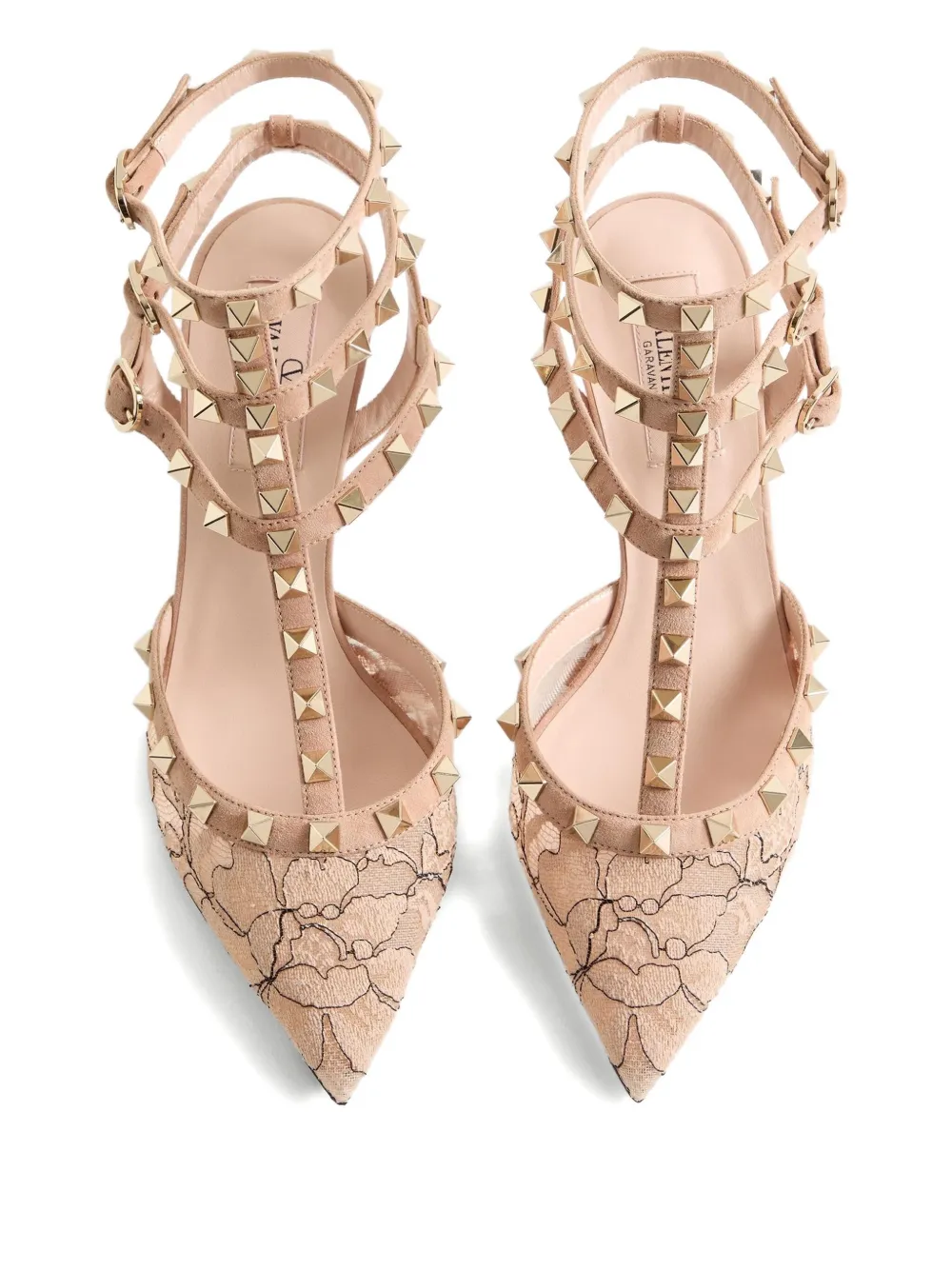 Valentino Garavani 65mm Rockstud pumps met kant Roze