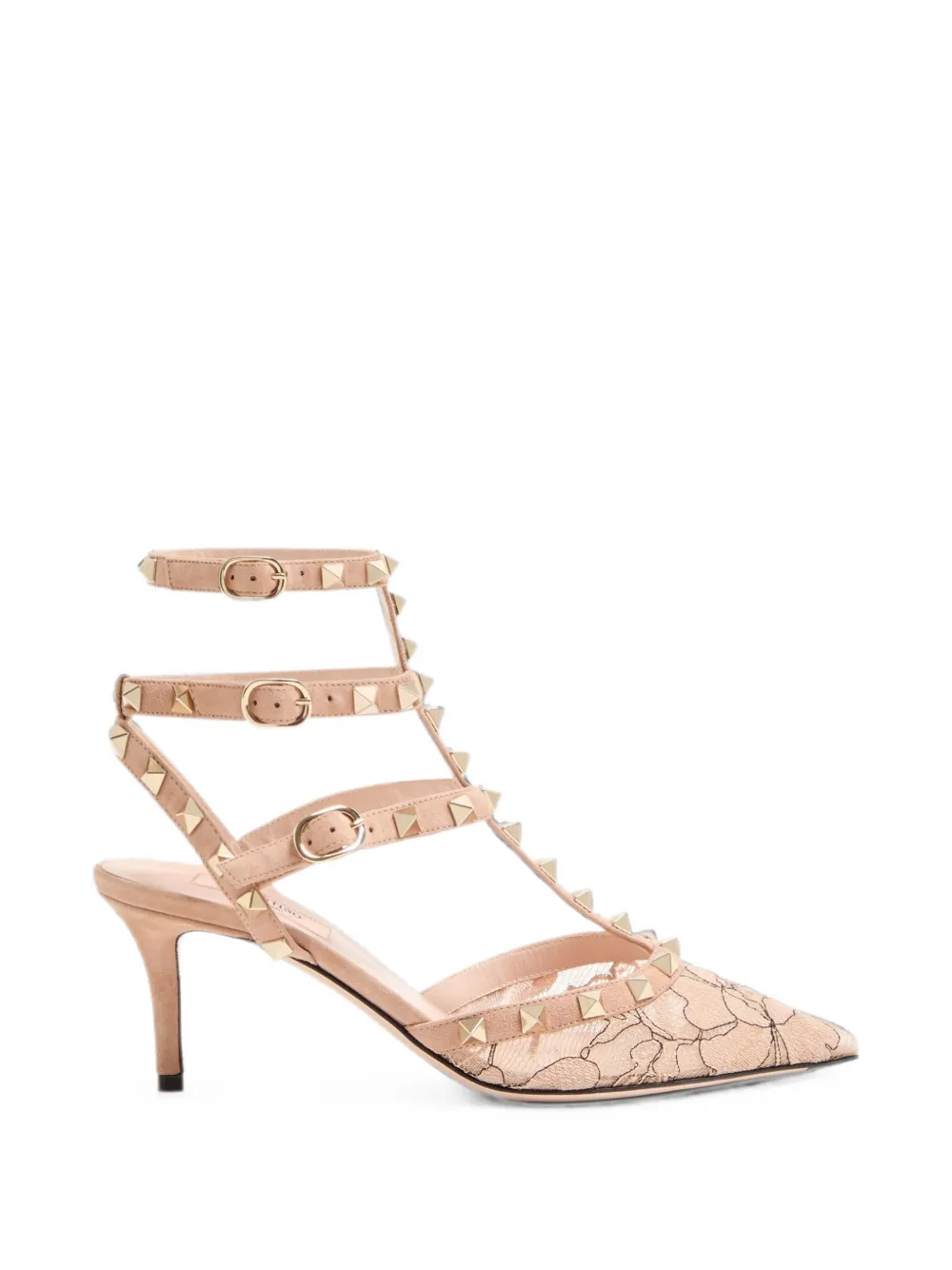 Valentino Garavani 65mm Rockstud pumps met kant Roze