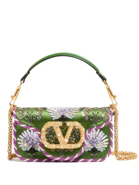 Valentino Garavani small Locò floral-embroidered VLogo-signature tote bag