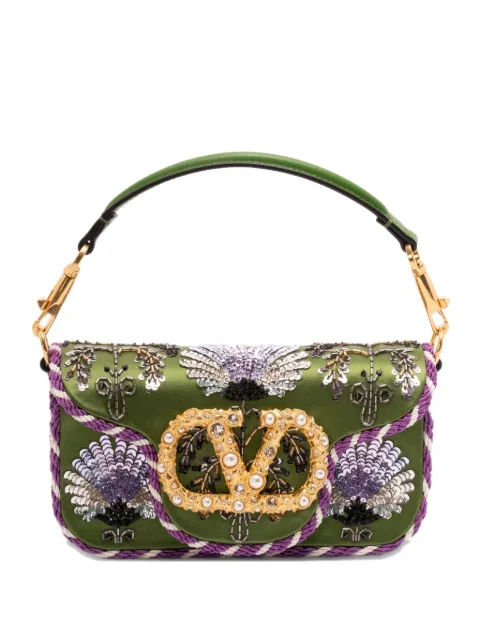 Valentino Garavani small Locò floral-embroidered VLogo-signature tote bag