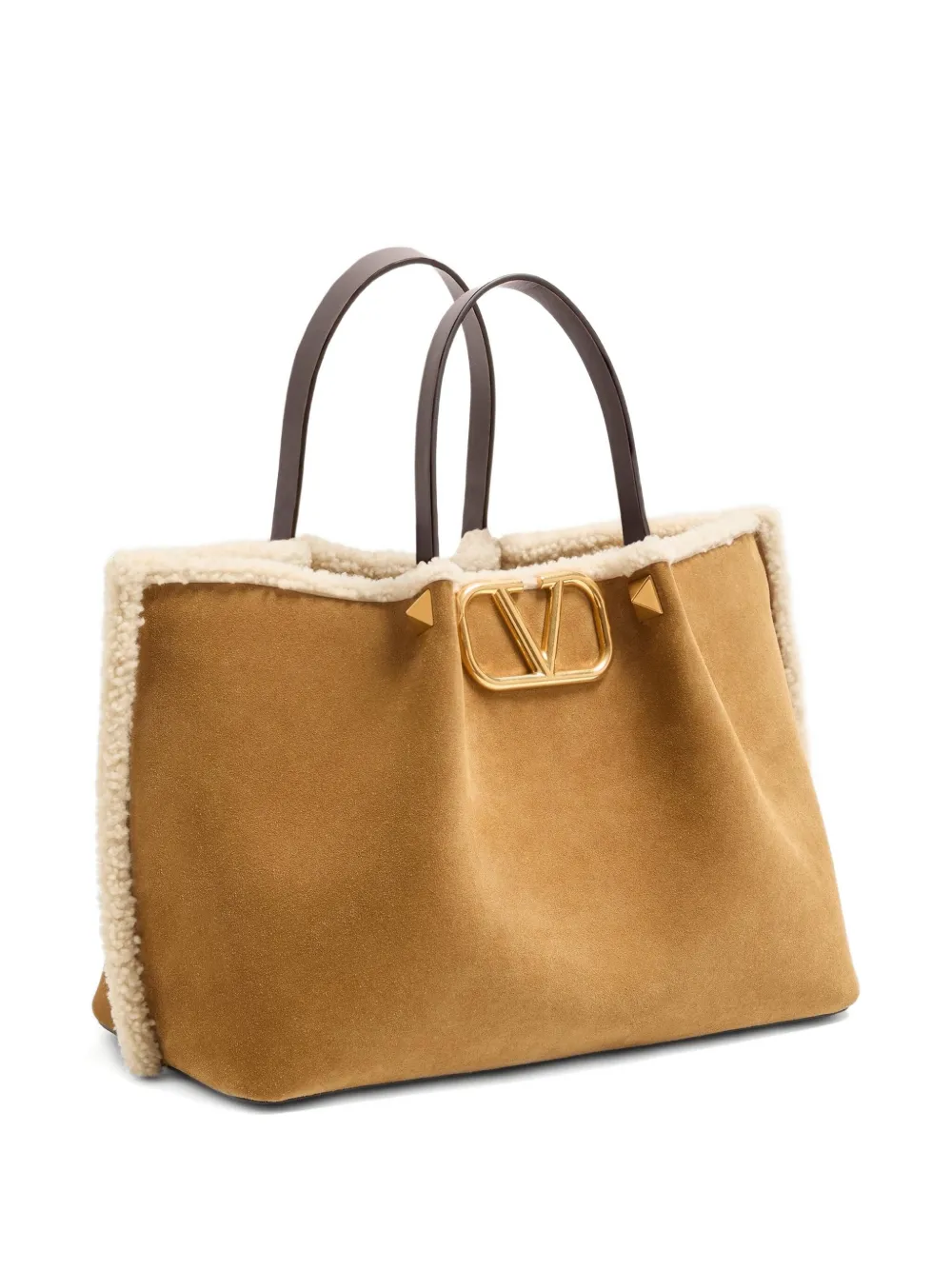Valentino Garavani medium VLogo Signature suede tote bag - Beige