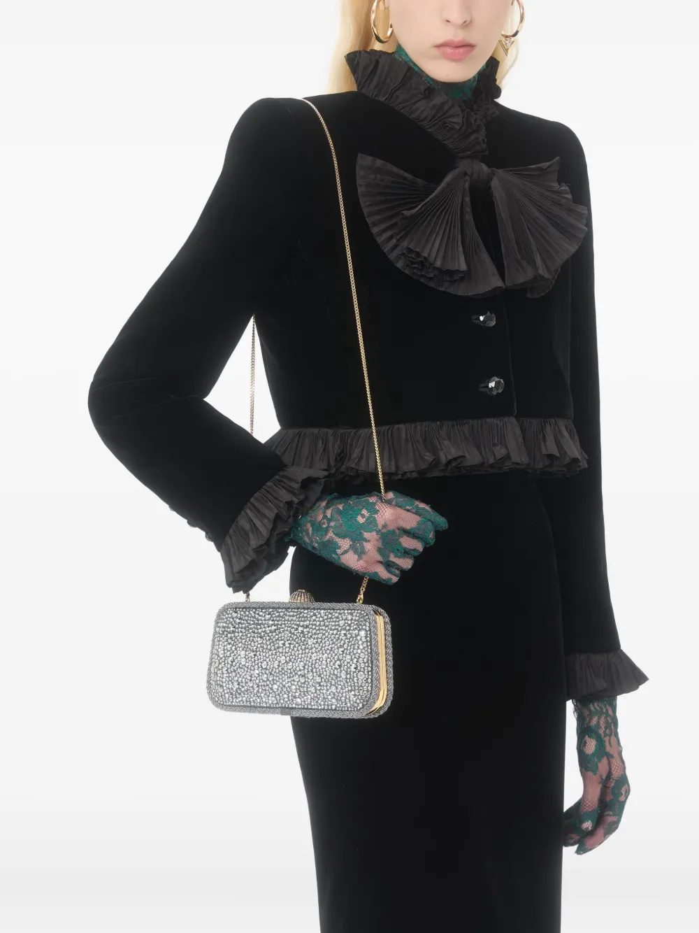 Valentino Garavani Carry Secrets rhinestone-embellished clutch - Zilver