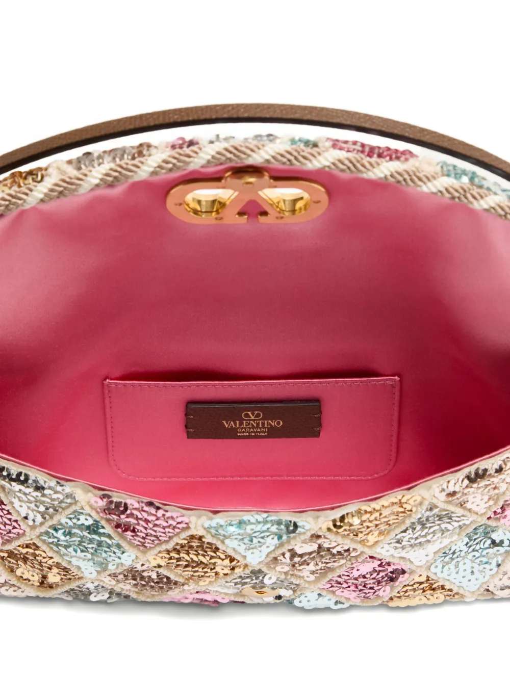 Valentino Small Vain Soft Sequin-embellished Shoulder Bag In Pink