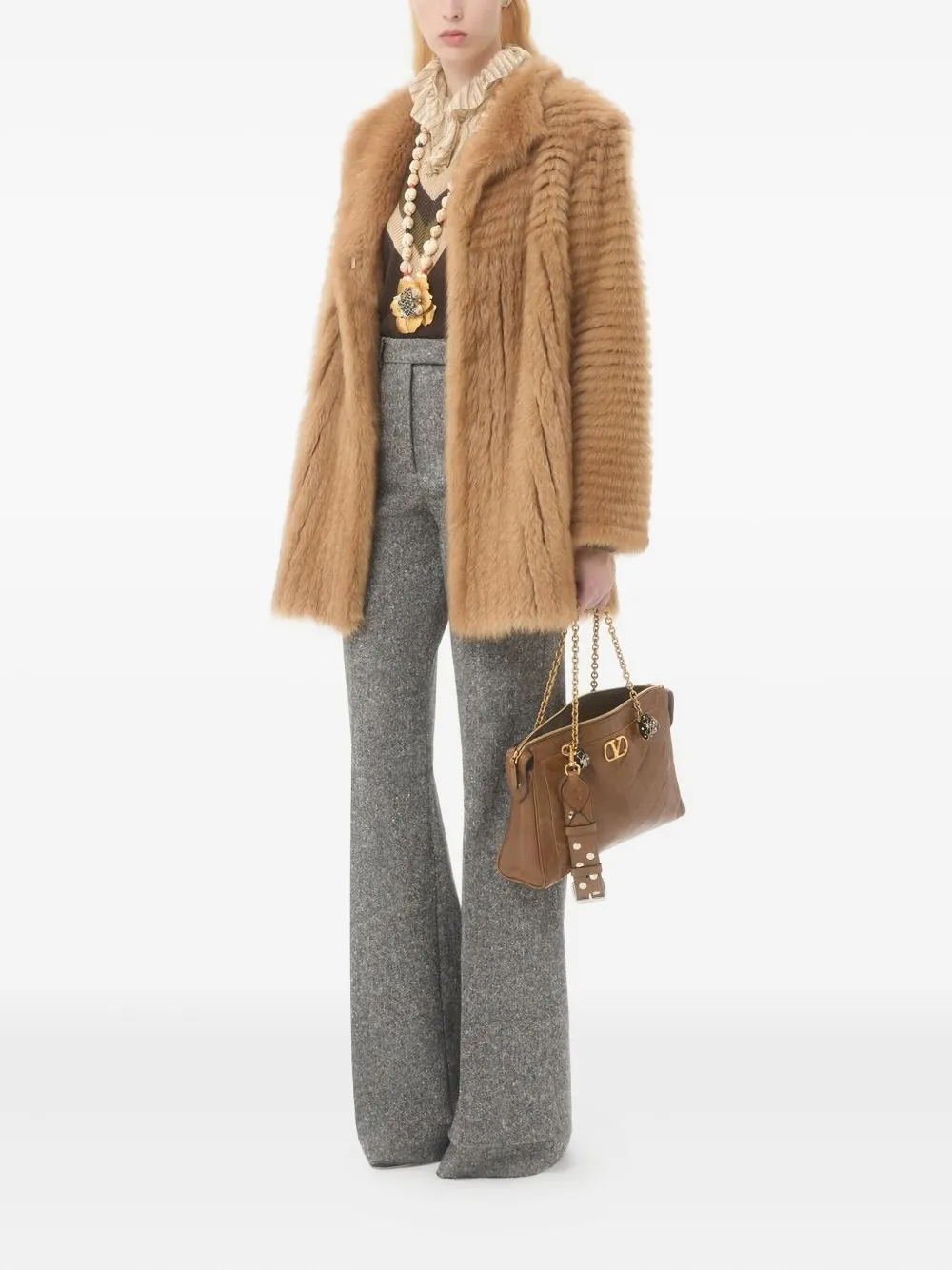 Valentino Garavani Panthea leren schoudertas Bruin