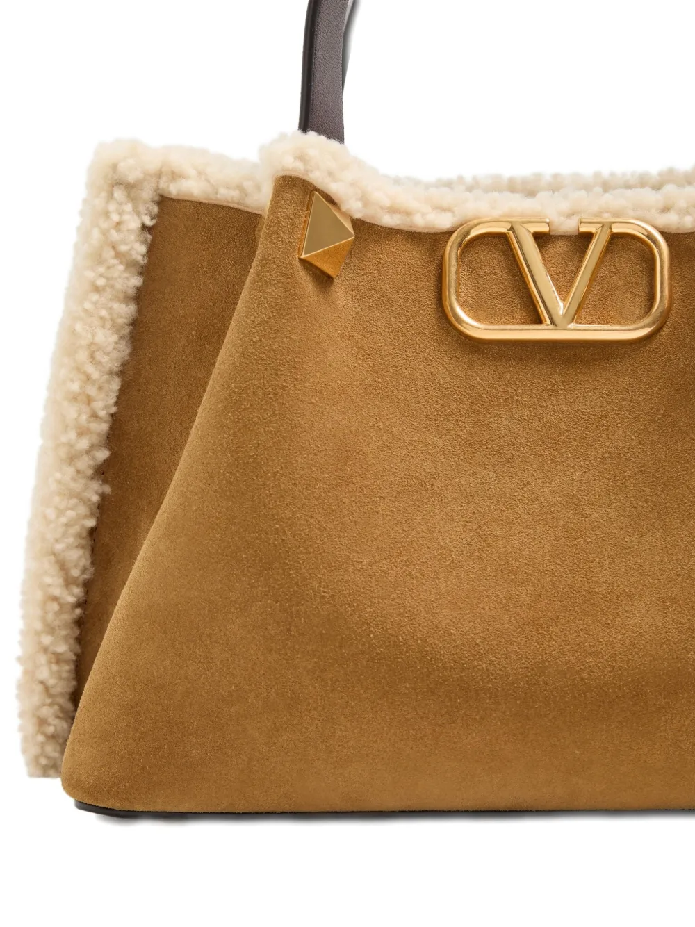 Valentino Small Vlogo Signature Suede Tote Bag In Brown