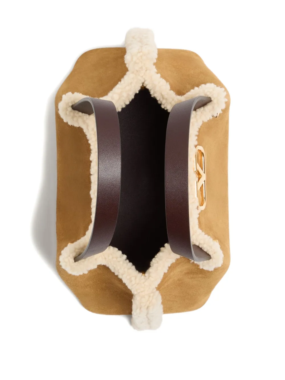 Valentino Small Vlogo Signature Suede Tote Bag In Brown