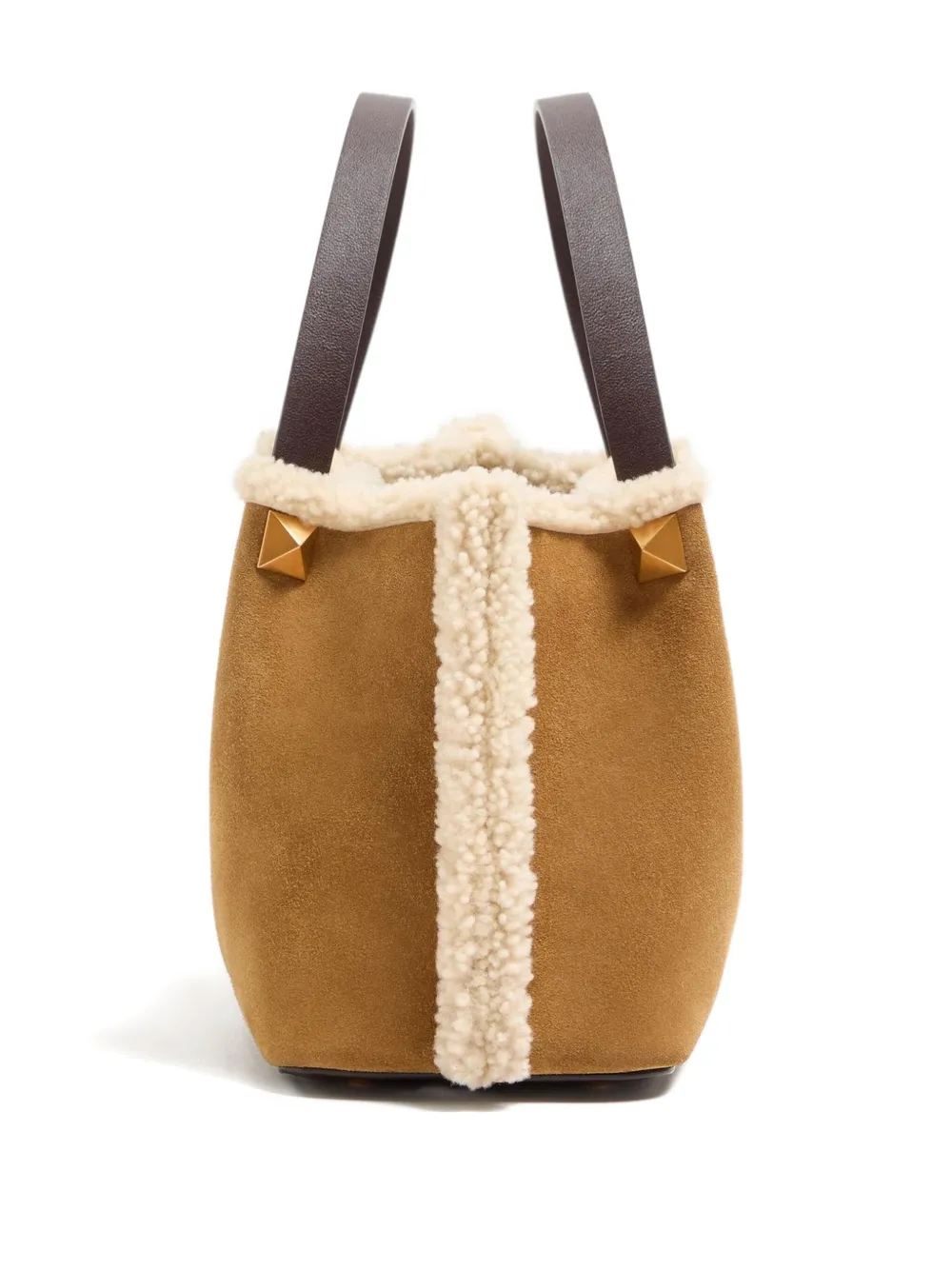 Valentino Small Vlogo Signature Suede Tote Bag In Brown