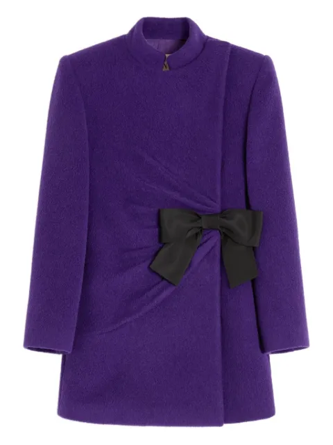 Valentino Garavani bow-detail velour peacoat
