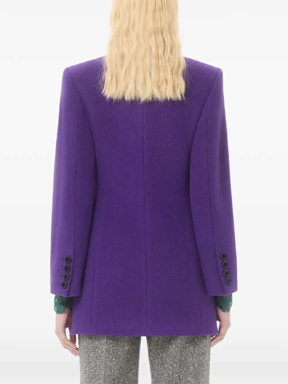 bow-detail velour peacoat