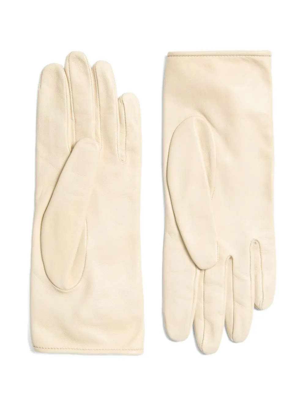 Valentino Bow-detail Leather Gloves In Neutral