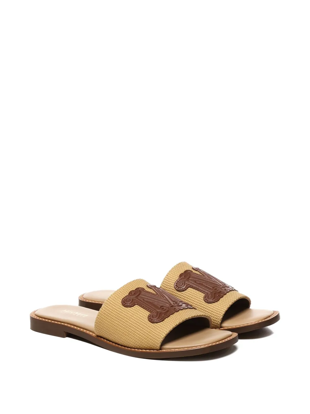 Max Mara Monogram Canvas Band Flat Sandals In Neutral