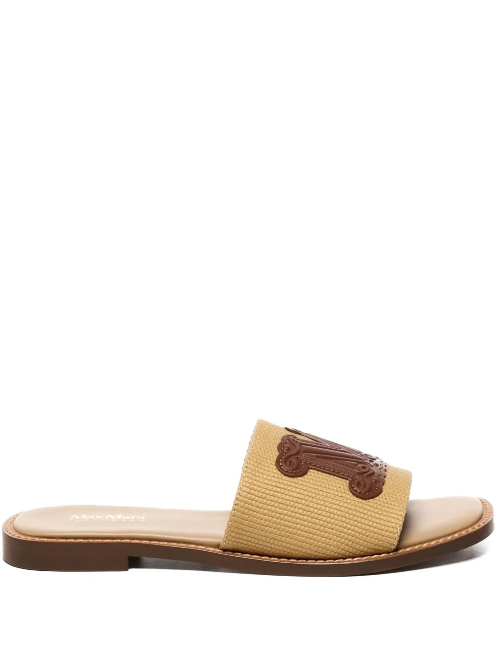 Max Mara Monogram Canvas Band Flat Sandals In Neutral