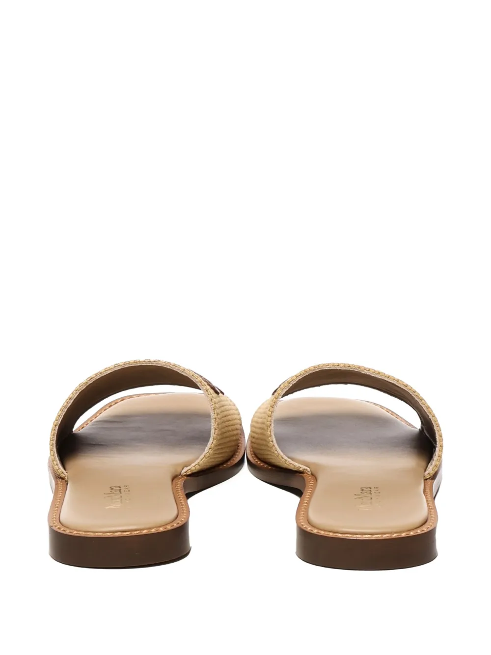 Max Mara Monogram Canvas Band Flat Sandals In Neutral