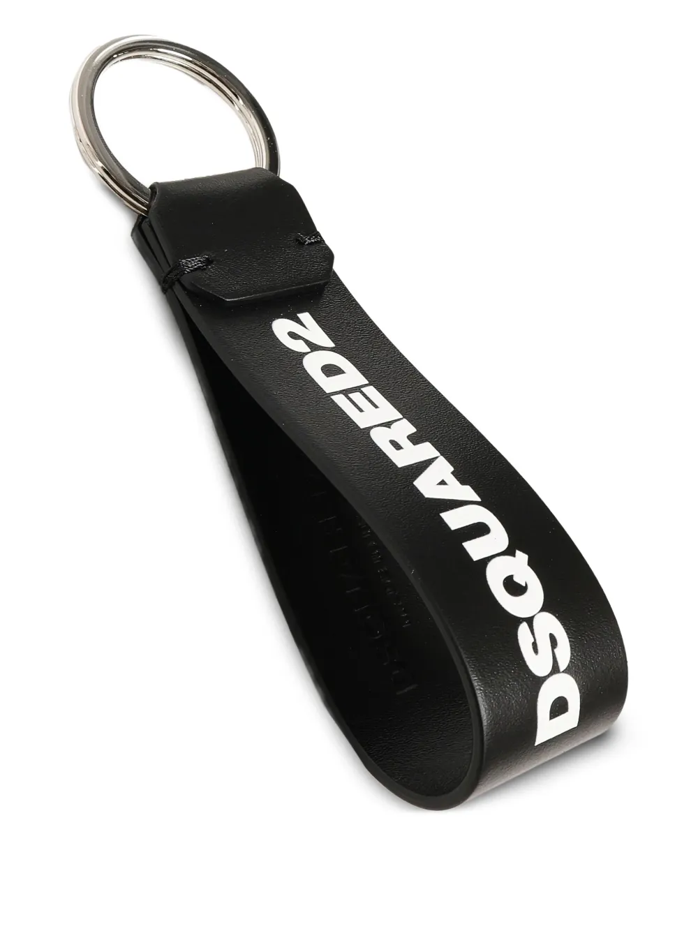 Dsquared2 Logo Leather Card-holder Keyring Set In Black